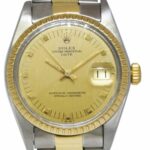 Rolex Date 14k Yellow Gold/Steel Champagne Dial Mens 34mm Vintage Watch 1505