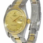 Rolex Date 14k Yellow Gold/Steel Champagne Dial Mens 34mm Vintage Watch 1505