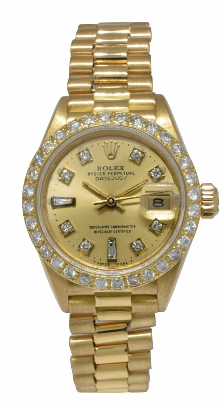 Rolex Datejust 18k Yellow Gold Champagne Diamond Ladies Watch L 69178