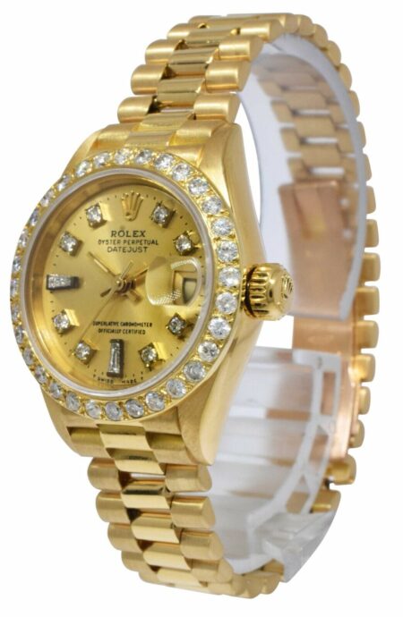 Rolex Datejust 18k Yellow Gold Champagne Diamond Ladies Watch L 69178