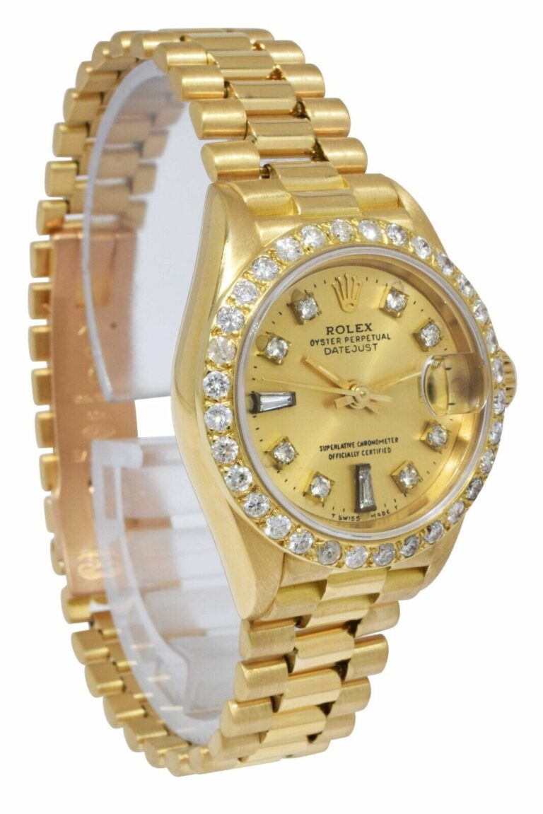 Rolex Datejust 18k Yellow Gold Champagne Diamond Ladies Watch L 69178