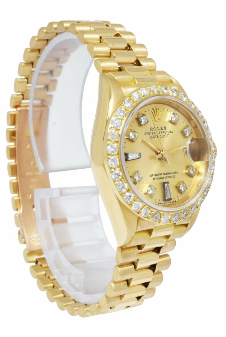 Rolex Datejust 18k Yellow Gold Champagne Diamond Ladies Watch L 69178