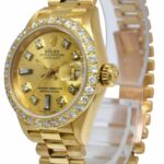 Rolex Datejust 18k Yellow Gold Champagne Diamond Ladies Watch L 69178