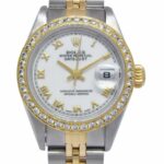 Rolex Datejust 18k Yellow Gold/Steel White Dial Diamond Bezel 26mm Watch U 69173