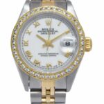 Rolex Datejust 18k Yellow Gold/Steel White Dial Diamond Bezel 26mm Watch U 69173