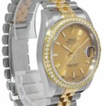 Rolex Datejust 18k YG/Steel Champagne Dial Diamond Bezel Mens Watch D 116233