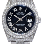 Rolex Datejust 41 Steel Diamond Iced Out Black Dial Oyster Watch 126300