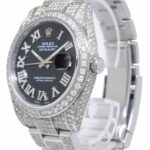 Rolex Datejust 41 Steel Diamond Iced Out Black Dial Oyster Watch 126300