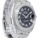 Rolex Datejust 41 Steel Diamond Iced Out Black Dial Oyster Watch 126300