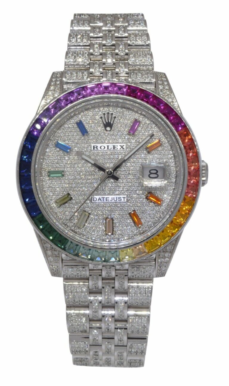 Rolex Datejust 41 Steel Rainbow Diamond Iced Out Jubilee Watch +Card '22 126300