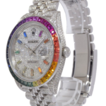 Rolex Datejust 41 Steel Rainbow Diamond Iced Out Jubilee Watch +Card '22 126300