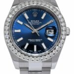 Rolex Datejust II Steel Blue Dial 
Diamond Bezel 41mm Watch +Card '15 116300