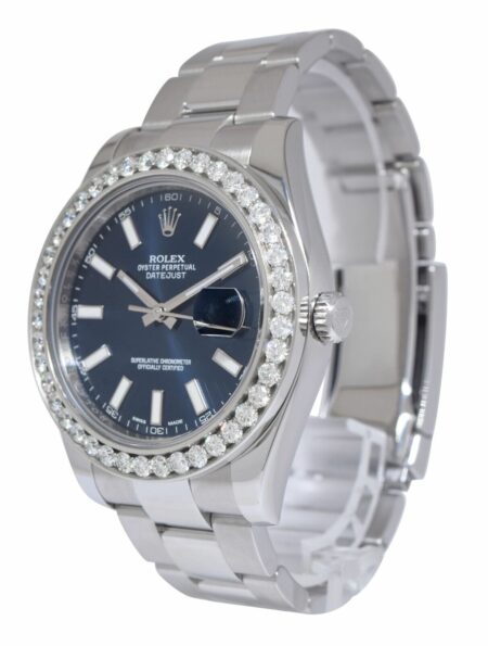 Rolex Datejust II Steel Blue Dial & Diamond Bezel 41mm Watch +Card '15 116300