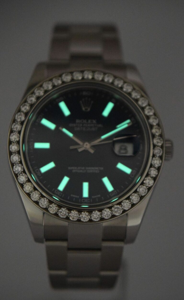 Rolex Datejust II Steel Blue Dial 
Diamond Bezel 41mm Watch +Card '15 116300