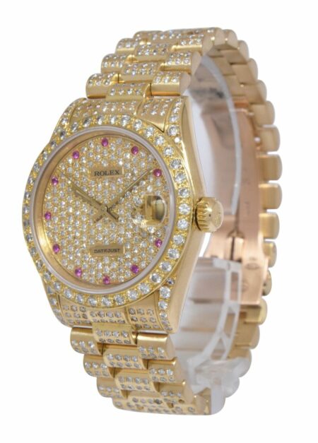 Rolex Datejust President 18k Yellow Gold Diamond Iced Out Ruby 31mm Watch 68278