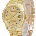 Rolex Datejust President 18k YG Pave Diamond 
Sapphire Dial 31mm Watch 68278