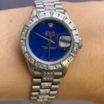 Rolex Datejust President Platinum Diamond Lapis Lazuli Dial 26mm Watch 79166