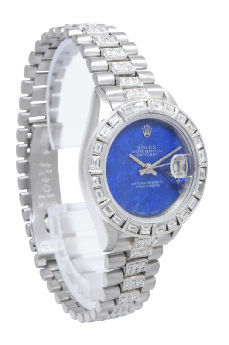 Rolex Datejust President Platinum Diamond Lapis Lazuli Dial 26mm Watch 79166