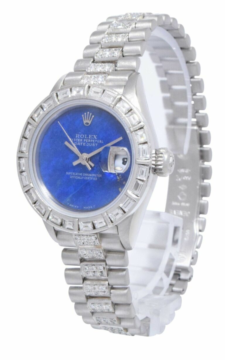 Rolex Datejust President Platinum Diamond Lapis Lazuli Dial 26mm Watch 79166