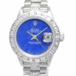 Rolex Datejust President Platinum Diamond Lapis Lazuli Dial 26mm Watch 79166