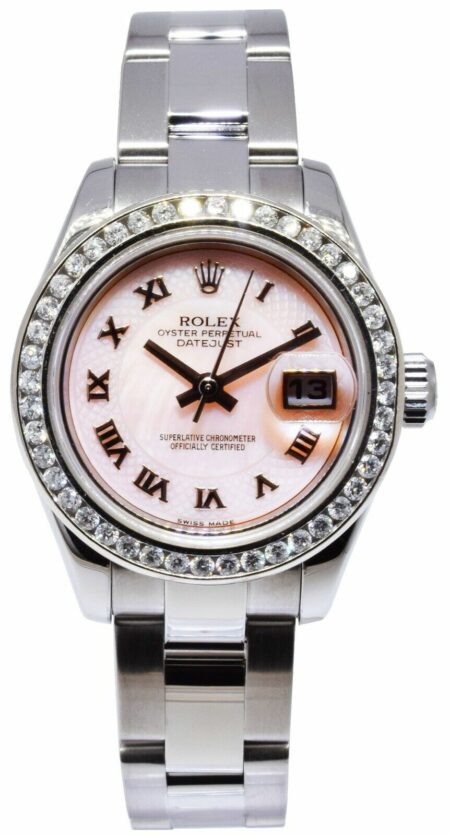 Rolex Datejust Steel 
18k Gold PINK MOP Dial/ Diamond Bezel Ladies Watch 179174