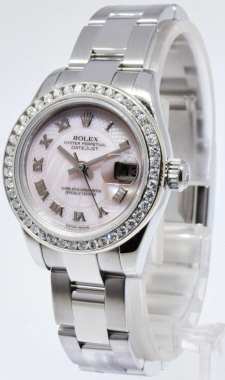 Rolex Datejust Steel & 18k Gold PINK MOP Dial/ Diamond Bezel Ladies Watch 179174