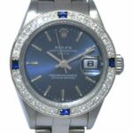 Rolex Datejust Steel Blue Dial Diamond/Sapphire Bezel Ladies 26mm Watch P 79160