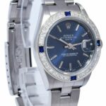 Rolex Datejust Steel Blue Dial Diamond/Sapphire Bezel Ladies 26mm Watch P 79160