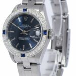 Rolex Datejust Steel Blue Dial Diamond/Sapphire Bezel Ladies 26mm Watch P 79160