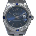 Rolex Datejust Steel Blue Dial Diamond/Sapphire Bezel Ladies 26mm Watch P 79160