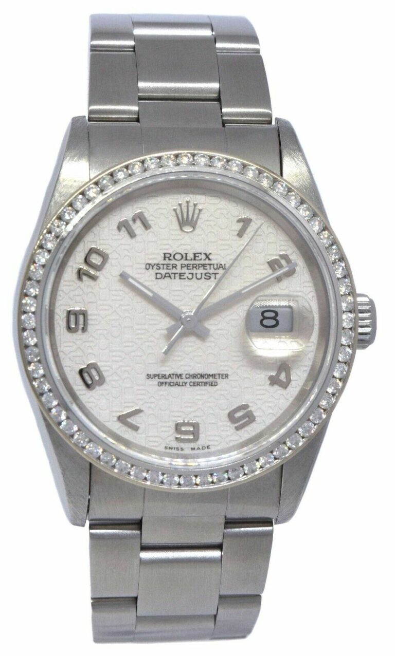 Rolex Datejust Steel Diamond Bezel Silver Jubilee Dial 36mm Watch U 16200