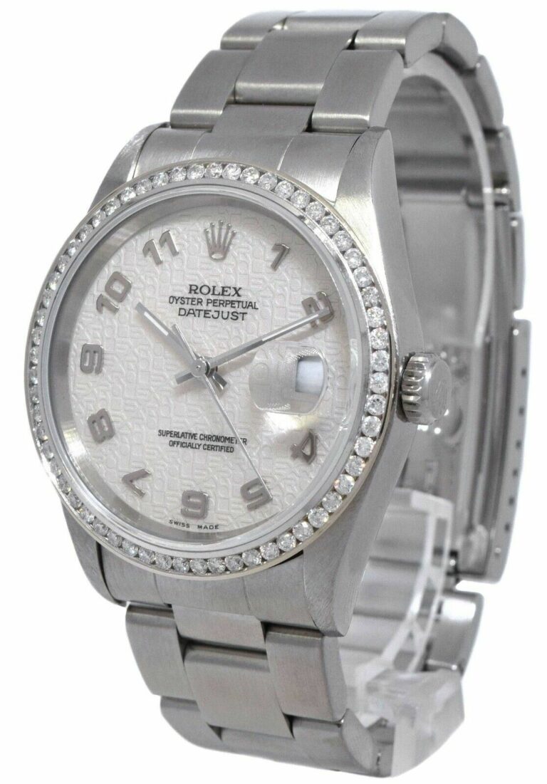 Rolex Datejust Steel Diamond Bezel Silver Jubilee Dial 36mm Watch U 16200