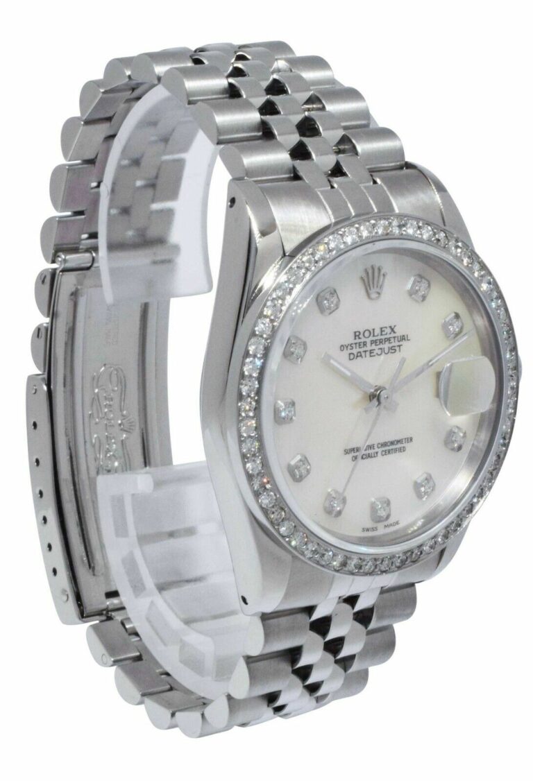 Rolex Datejust Steel MOP Diamond Dial/Bezel Jubilee Bracelet 36mm Watch L 16234