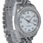 Rolex Datejust Steel White Dial 
Diamond Bezel Roulette Date 36mm Watch 116200