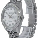 Rolex Datejust Steel White Dial 
Diamond Bezel Roulette Date 36mm Watch 116200