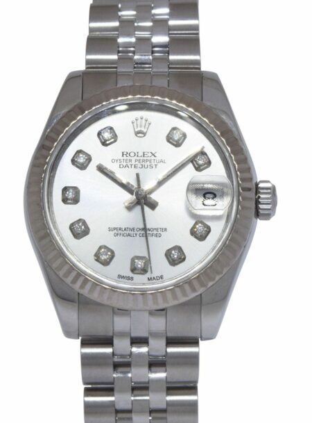 Rolex Datejust Steel/18k White Gold Bezel Diamond Dial Ladies 31mm Watch 178274