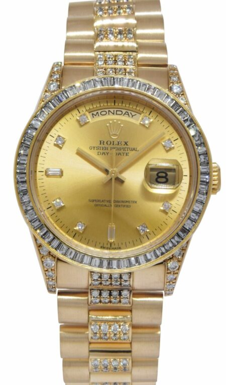 Rolex Day-Date President 18k Yellow Gold Diamond Dial/Bezel/Bracelet Watch 18238