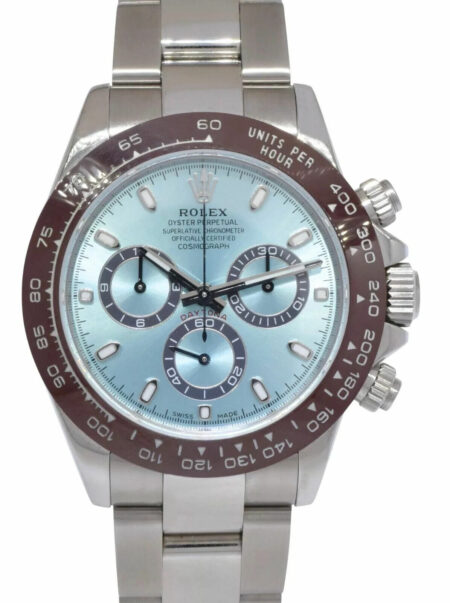 Rolex Daytona Steel Blue Dial Brown Ceramic Bezel Custom Mens 40mm Watch 116520