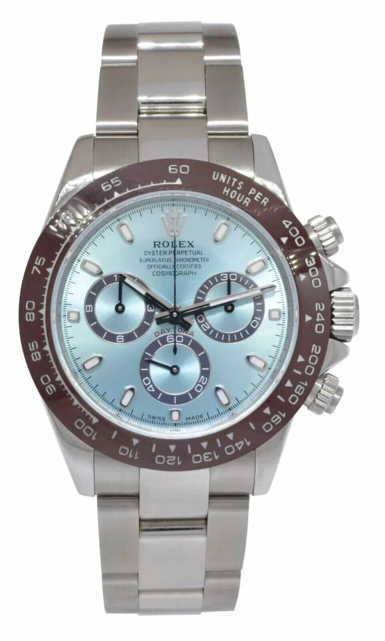 Rolex Daytona Steel Blue Dial Brown Ceramic Bezel Custom Mens 40mm Watch 116520