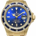 Rolex Submariner Date 18k Yellow Gold Blue Sapphire/Diamond 40mm Watch 16808