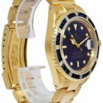 Rolex Submariner Date 18k Yellow Gold Blue Sapphire/Diamond 40mm Watch 16808