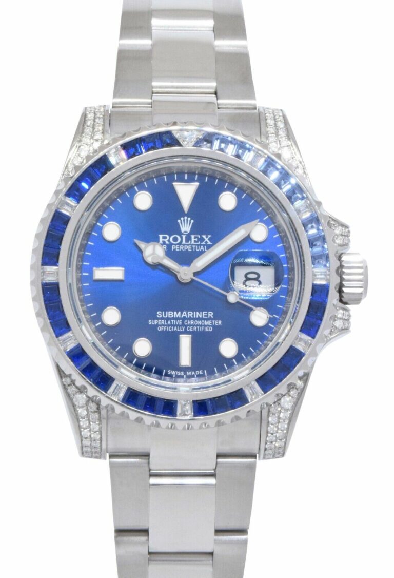 Rolex Submariner Date Steel Blue Dial Diamond 
Sapphire Watch + Papers 116610