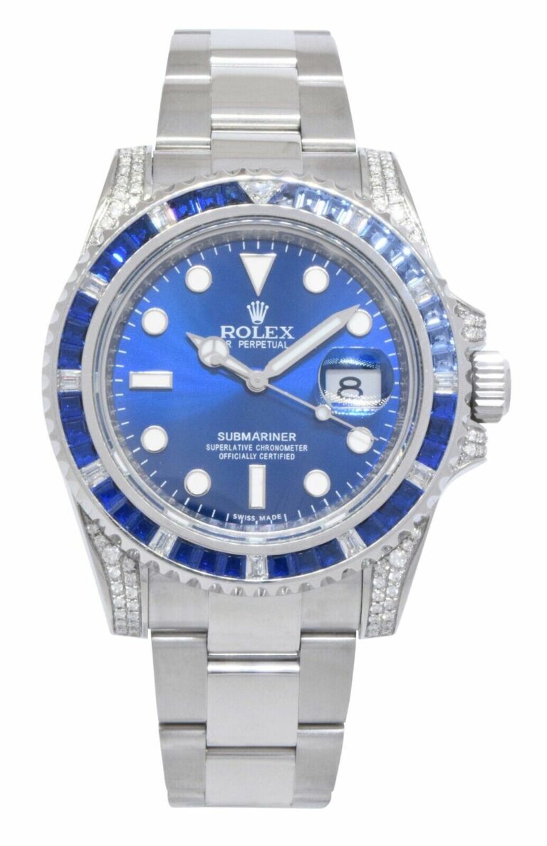 Rolex Submariner Date Steel Blue Dial Diamond 
Sapphire Watch + Papers 116610