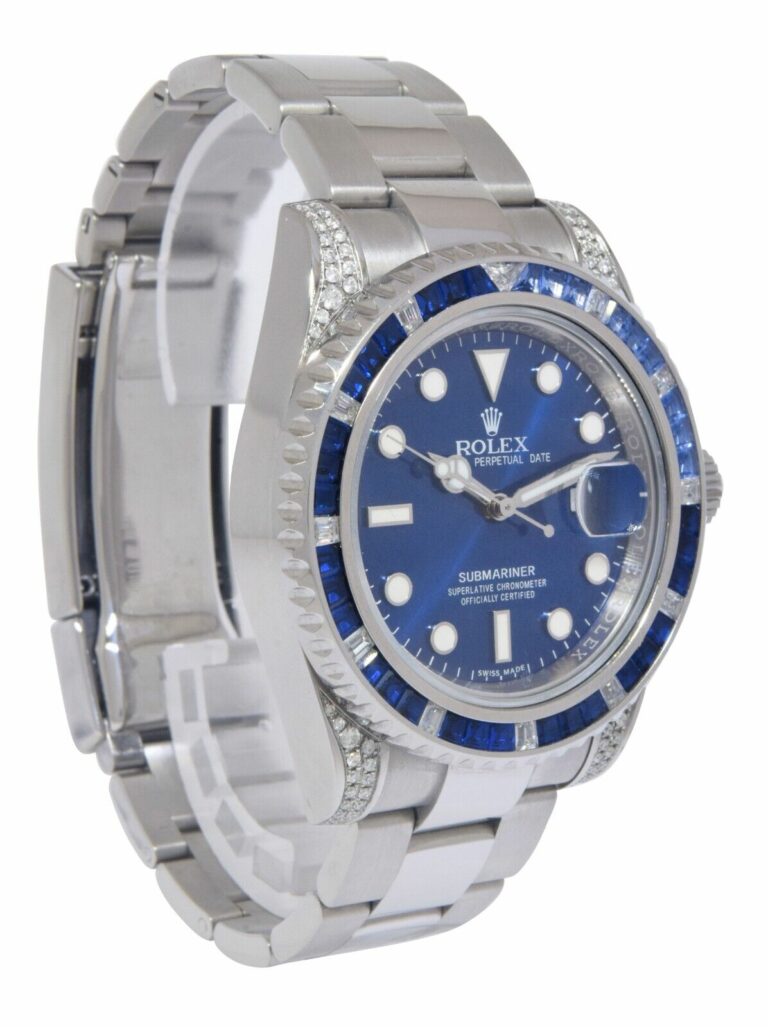 Rolex Submariner Date Steel Blue Dial Diamond 
Sapphire Watch 116610