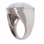 Saturn Crystal Quartz 3x3 Magic Square 18k White Gold Amulet Ring Size 8.5