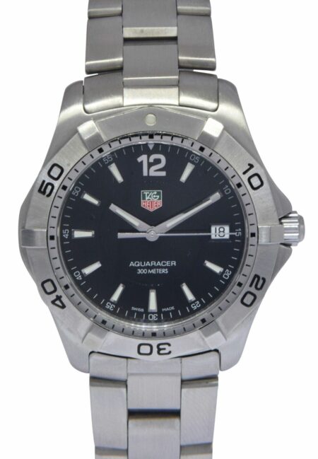 Tag Heuer Aquaracer Steel Black Dial Mens 39mm Quartz Watch WAF1110