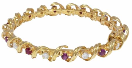 Tennis Bracelet 14k Yellow Gold with 2.20 CT Diamonds 
2.60 CT Rubies 7"