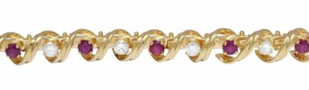 Tennis Bracelet 14k Yellow Gold with 2.20 CT Diamonds & 2.60 CT Rubies 7