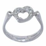 Tiffany 
Co. Elsa Peretti Open Heart Diamond 
Platinum Ladies Ring Size 5