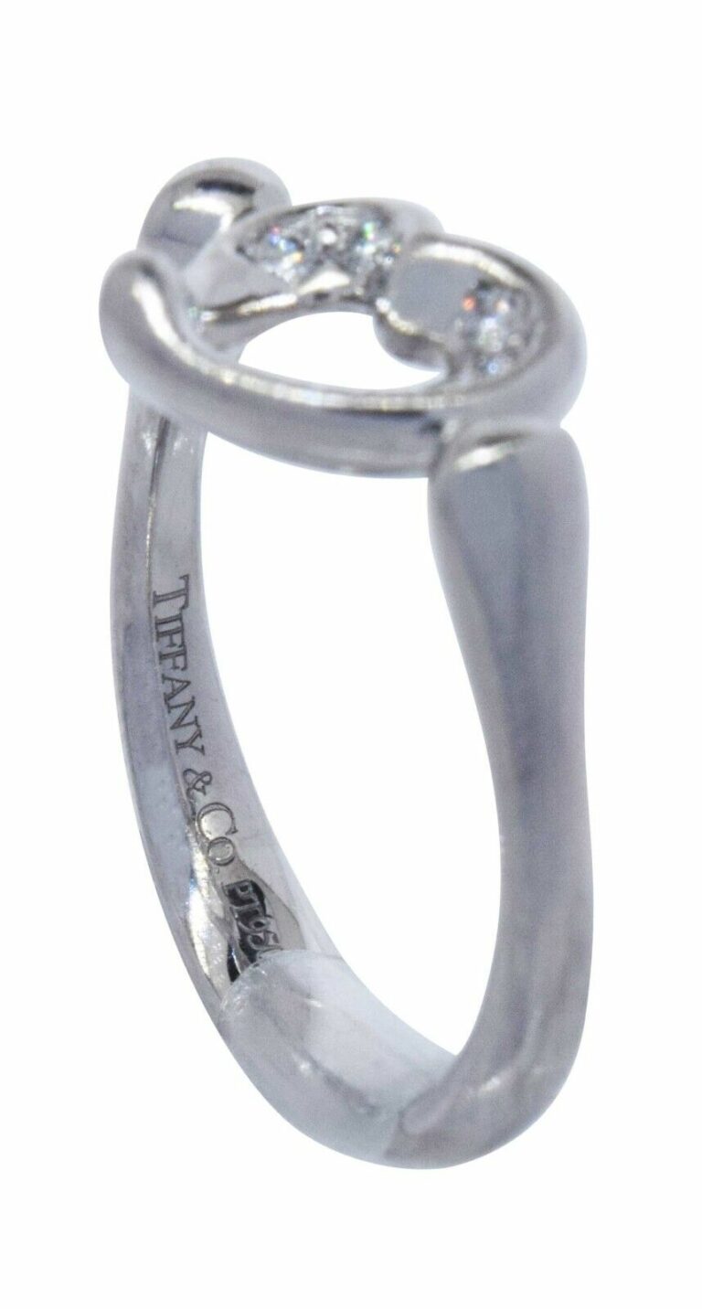 Tiffany 
Co. Elsa Peretti Open Heart Diamond 
Platinum Ladies Ring Size 5